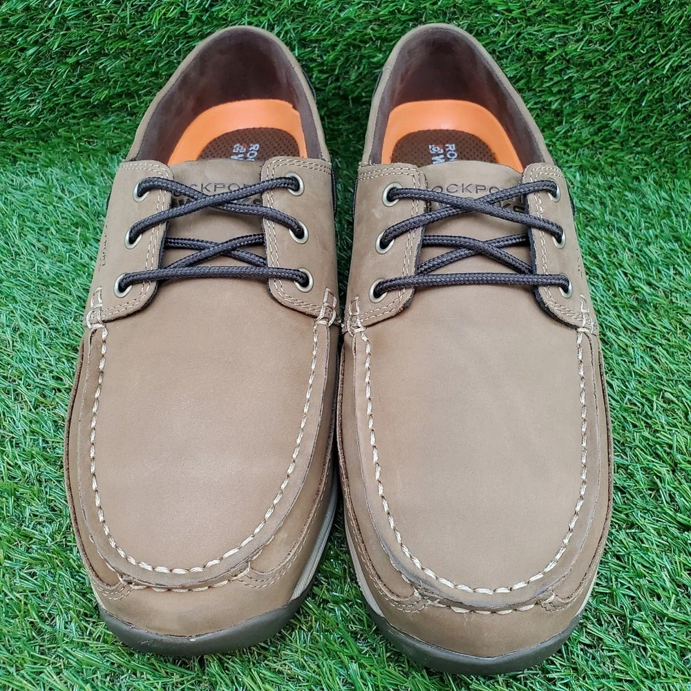 Rockport Works‎ Sailing Club 10.5 WIDE Men's Steel Toe Work Boat Shoes Brown